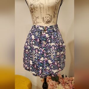 Anthropologie Women's  Floral/Animal Print Shorts with Button Detail